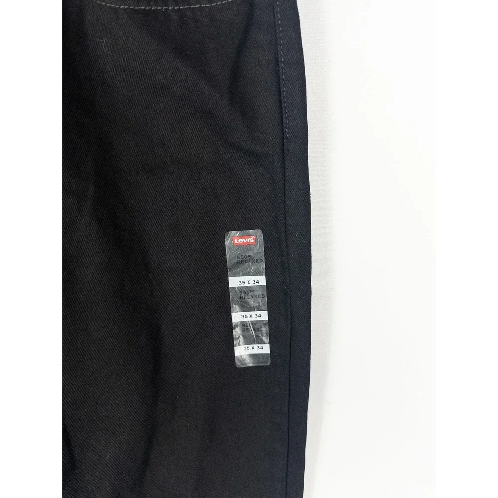 NWT Levi's 550 Relaxed Fit Jeans Mens 35x34 Black Denim Streetwear Classic